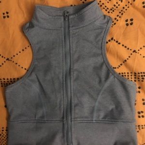 SASKI zip up crop top gray